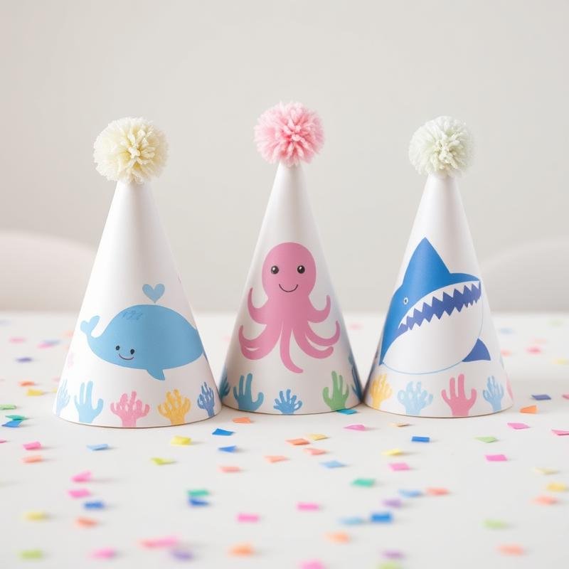 Chapeuzinhos personalizados com tema fundo do mar